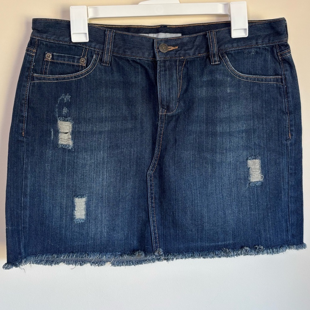 Y2K Old Navy Dark Blue Denim Mini Skirt Size 10 Cotton Vintage